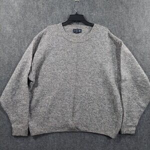 Vintage Lands‎ End Sweater Mens XL Gray Wool Nylon Tight Knit Heavyweight USA